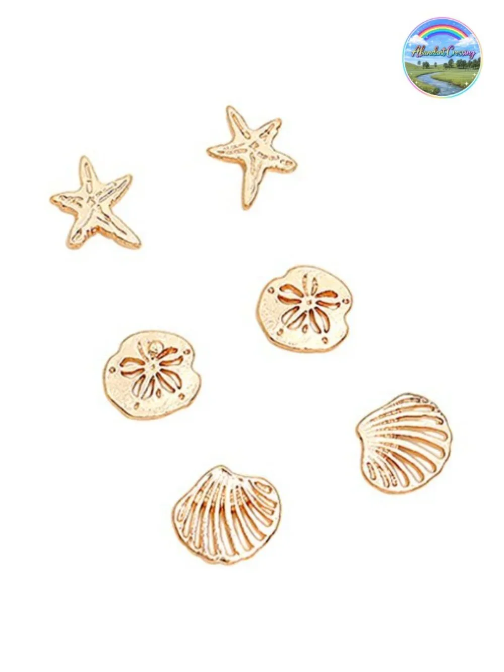 Beach Stud Earrings Set of 3 Ocean Starfish Sand Dollar Shell Enamel